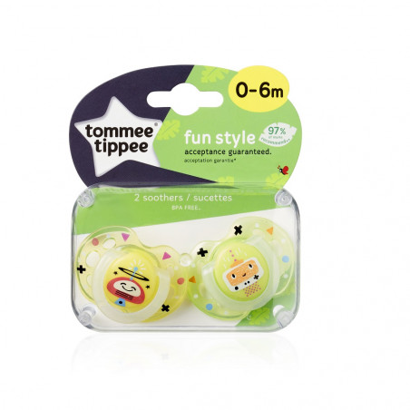 TOMMEE TIPPEE 2 SUCETTES FUN STYLE 0-6M – Le Coin Para
